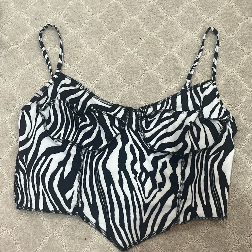 SHEIN zebra print crop tank top